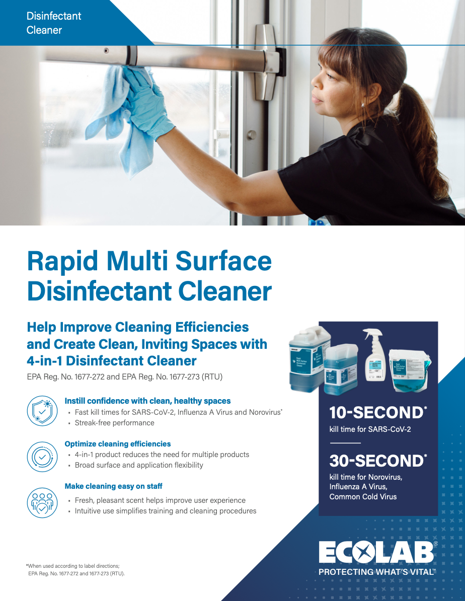 Rapid Multi Surface Disinfectant Cleaner Sell Sheet